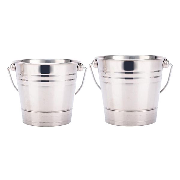 

2 pcs portable stainless steel ice bucket champagne wine beer cooler 1.5l / 2l