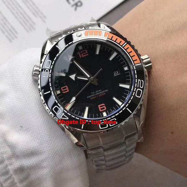 

5 style vintage planet ocean 600m master automatic mens watch 215.30.44.21.01.002 ceramic bezel black dial stainless steel strap watches, Slivery;brown
