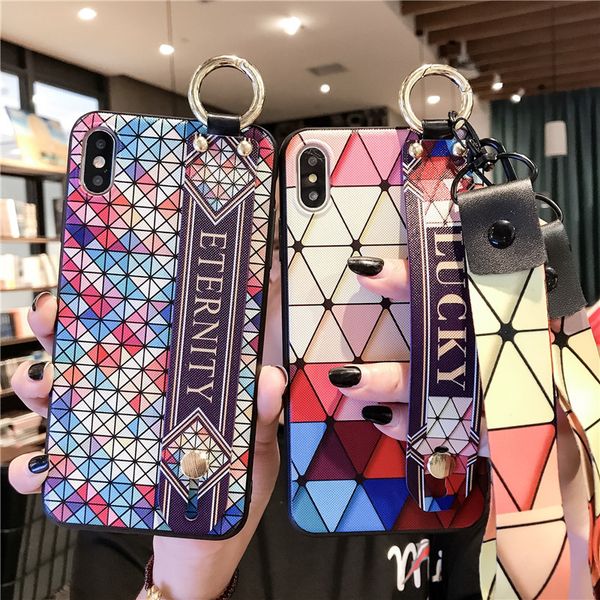 

fashion for iphone x xs max case cute rhombic bracket for iphone6 7 8 x case fashion love heart lanyard stand phone case