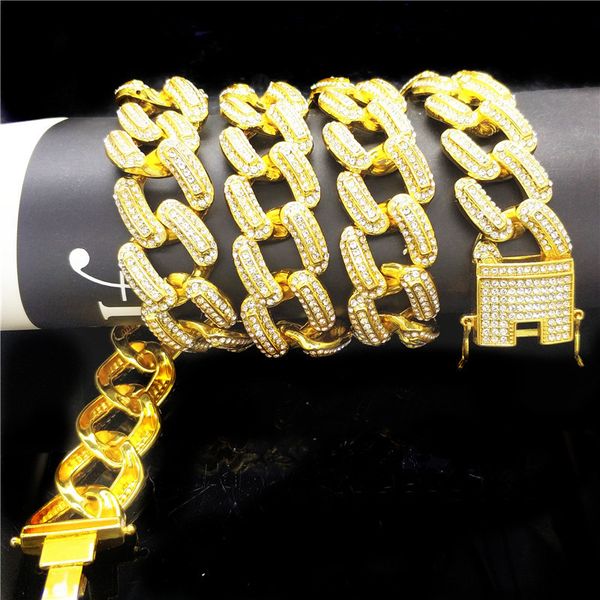 

cuban link chains 18mm wide cuba necklace hiphop culture hip-hop trend big gold chain jewelry accessories, Silver