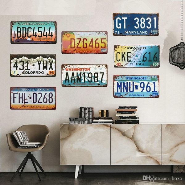 

новых сша автомобилей no металл номера лицензий тарелка vintage home decor tin вход бар бар гараж декоративные металлический знак металл кар