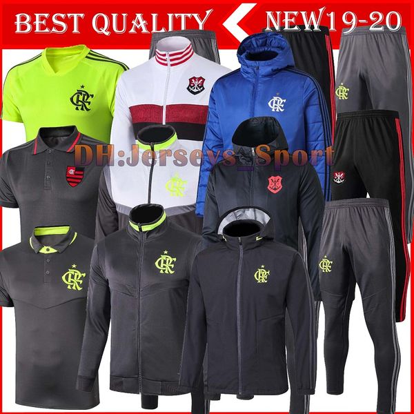 

2019 2020 cr flamengo football tracksuit soccer jacket 19 20 camisas de futebol long pull zipper training suit chandal, Black