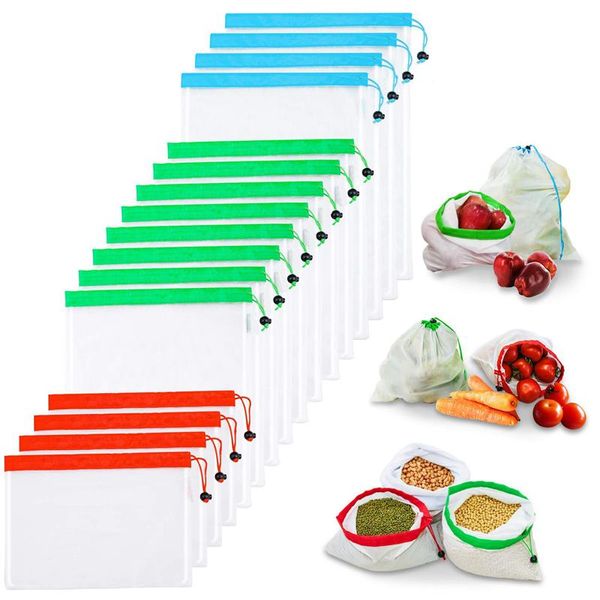 

reusable produce bags,reusable mesh bags 16 pcs washable eco friendly bags with tare weight on tags for grocery shopping storage