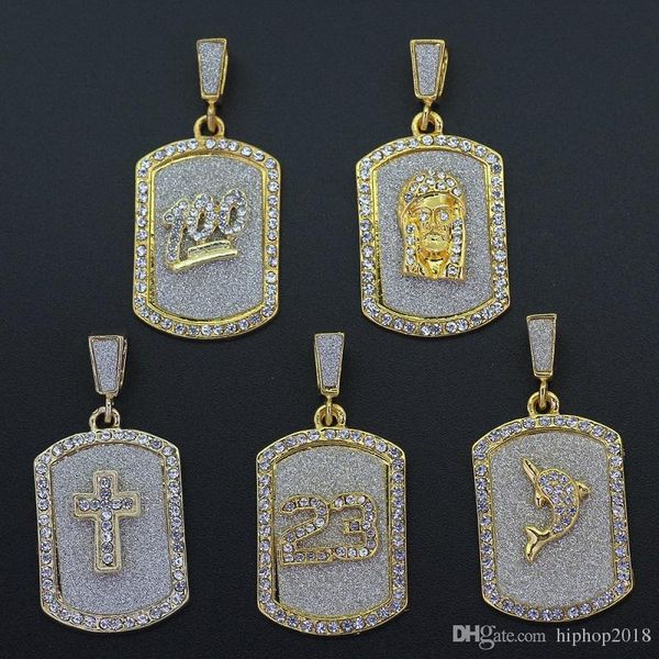 

fashion mens hip hop necklace jewelry 2018 new iced out dog tag pendant necklace gold box chain, Silver
