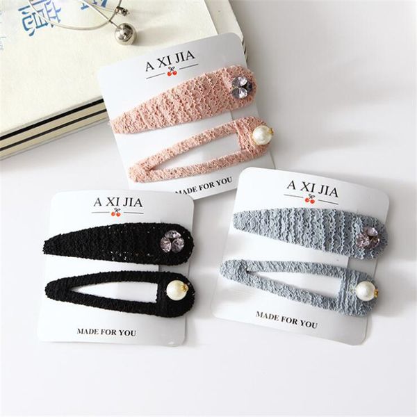 

korean fashion lace cloth hairgrip women girls hair clips bobby pins accessories for girls lady hair hairpin barrette headwear, Black;brown