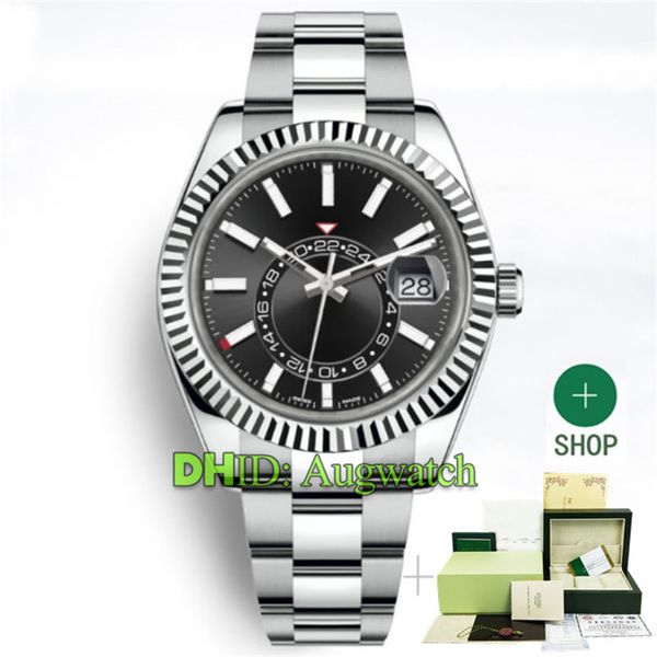 

326934 швейцарские часы мужские автоматические механические часы 42мм из нержавеющей стали sky-dweller gmt мужские наручные часы мода авто д, Slivery;brown