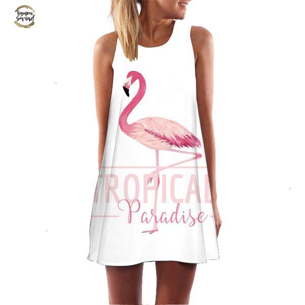 

2019 summer dress women flamingo floral letter print sleeveless mini beach dress sundress plus size boho casual vestido dresses, Black;gray