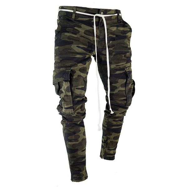 

negizber 2019 autumn brand quality men's jeans patchwork army camouflage jeans men fashion slim fit men hiphop streetwear, Blue