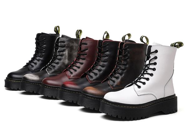 

woman ankle booties designer martins women boots 6cm platform oxfords boots rain fur hidden heel elevator shoes leather motorcycle boot, Black