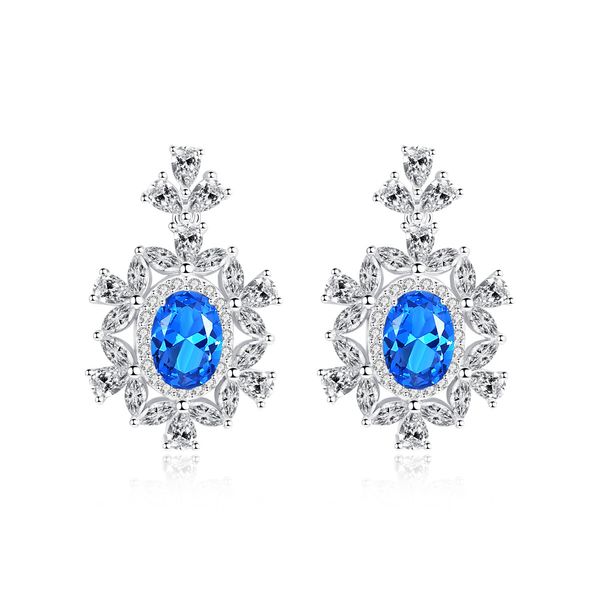 

luxury earring big sapphire brilliant drop for women 2 colors oval z wedding earrings silver 925 jewelry 5.0