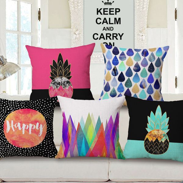 

european high-luminance color cotton-linen pillow fashion pineapple by pillow case colour drip cushion set can come picture customize