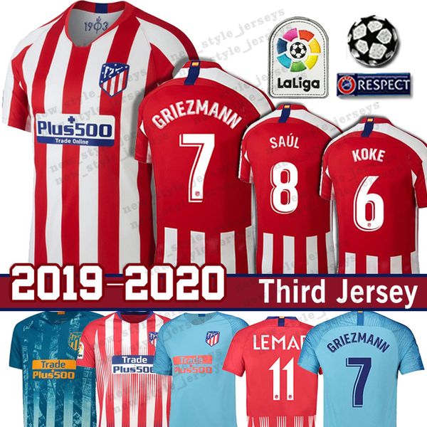 

19 20 Atlético de Madrid Home Stadium Shirt 7 Griezmann 8 SAUL 10 Correa 11 Lemar 19 Costa maillot de foot 5 Partey