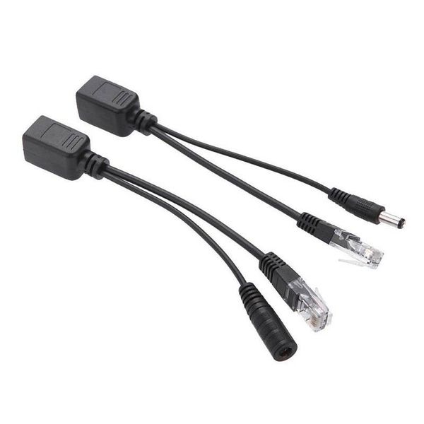 

1pc cctv camera poe power over ethernet splitter cable 5.5x2.1mm dc & rj45 cat6
