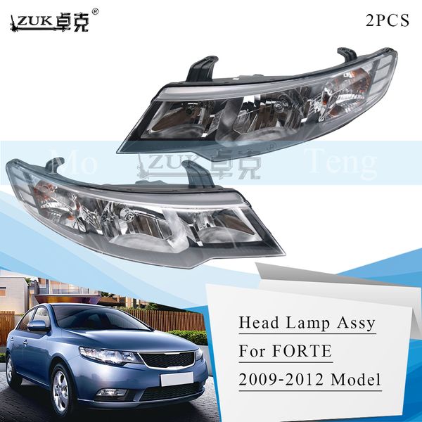 

zuk 2pcs front headlight headlamp head light lamp for kia forte 2009 2010 2011 2012 halogen day time running light