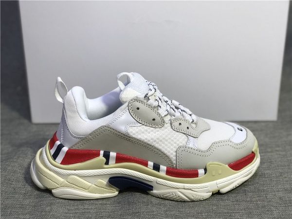 Balenciaga White And Blue Triple S Leather Sneakers Mount