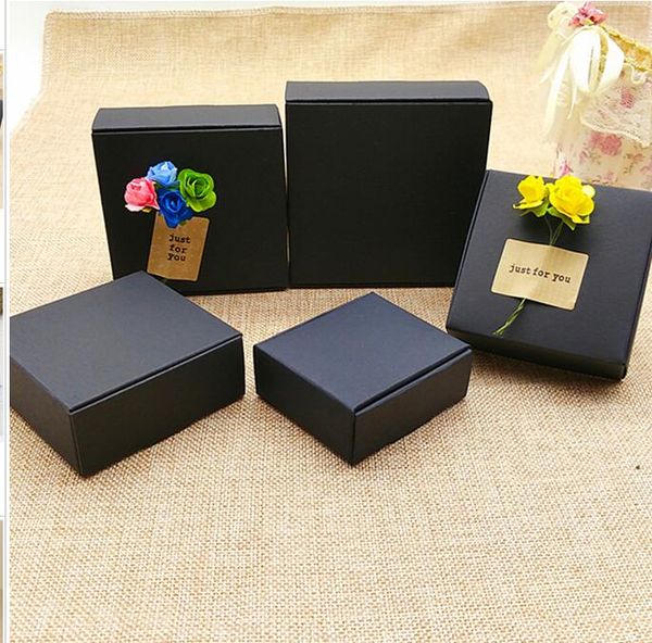 

50pcs black carton kraft paper candy box,small black cardboard paper packaging box,craft gift handmade soap packaging box