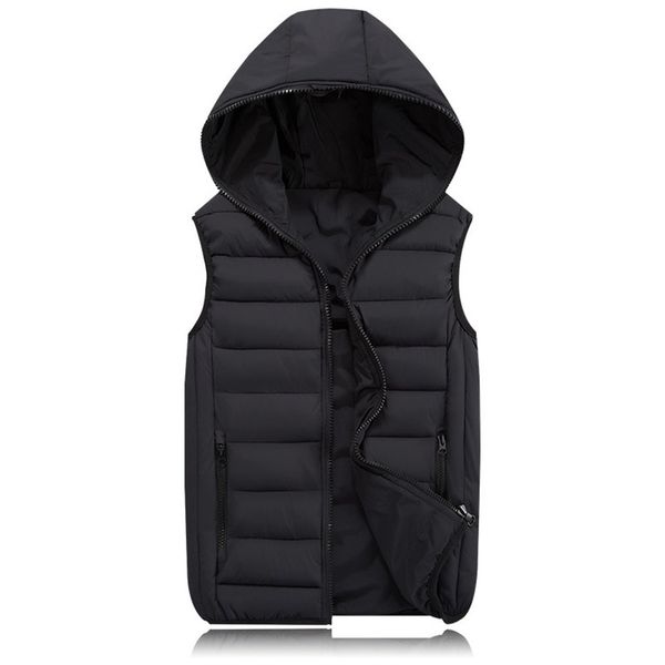 

2018 winter men parkas slim coat vest plus size xs-4xl velvet mens bomber jacket warm down cotton thick hooded waistcoat vests, Black