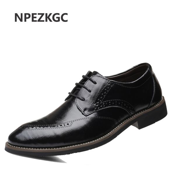 

npezkgc classic business men's dress shoes fashion elegant formal wedding shoes men office oxford, Black