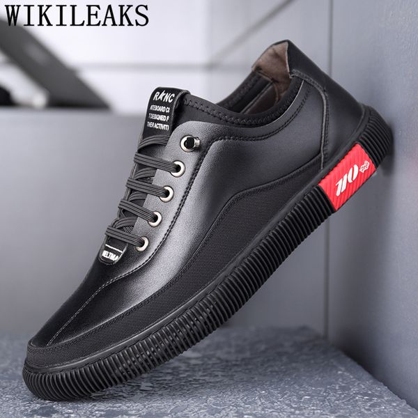 

elevator shoes for men luxury shoes designer men zapatos de hombre casuales cuero chaussure homme cuir heren schoenen, Black