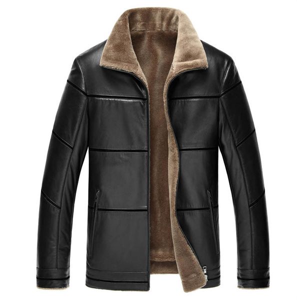 

leather faux jacket men new arrive winter brand plus velvet thick warm business pu casual mens leather jackets coats yyj0010 s s, Black