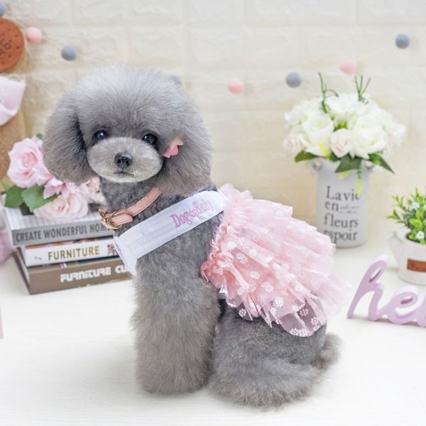 

spring summer pet dog lace skirt dress tulle princess party dress wedding cute pink for small medium pet chihuahua dresses