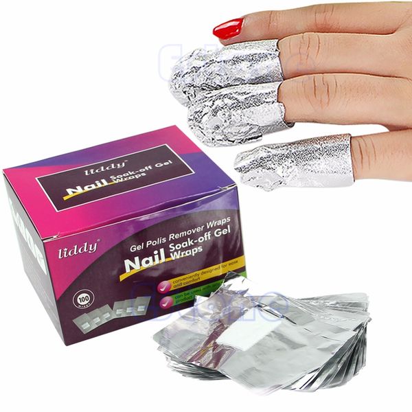 

100pcs aluminium foil nail art soak off acrylic gel polish nail wraps remover art cotton 29384