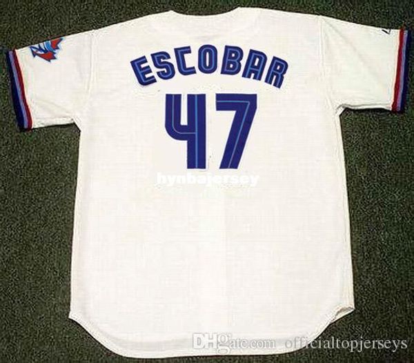 

custom kelvim escobar toronto stitched 1999 majestic vintage home baseball jersey retro mens jerseys running, Black;blue