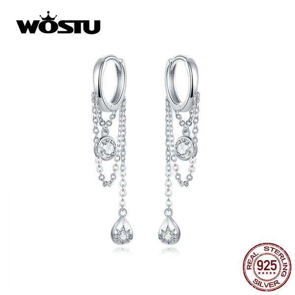

wostu 925 sterling silver clear циркон серьги для женщин простой стиль серьги изготовление ювелирных изделий способа wedding cqe638 cj191223