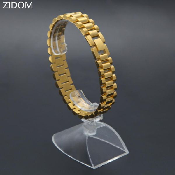 

316l stainless steel hip hop gold color link chain bracelet 22.5cm fashion watch band for men jewelry watchband, Black