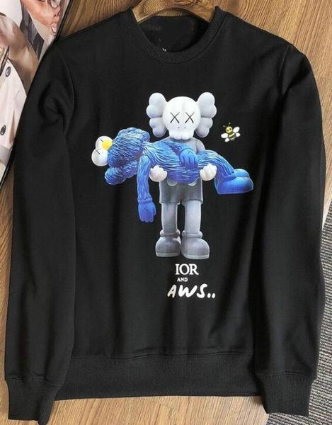 

autumn and winter new men and women pullovers tide brand fashion printing round neck sports couple models long-sleeved sweater, Black
