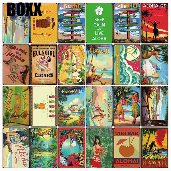 

aloha форма гавайи тики бар пляж металлический знак олово плакат домашнего декора бар стены искусства живопись 20 * 30 см размер