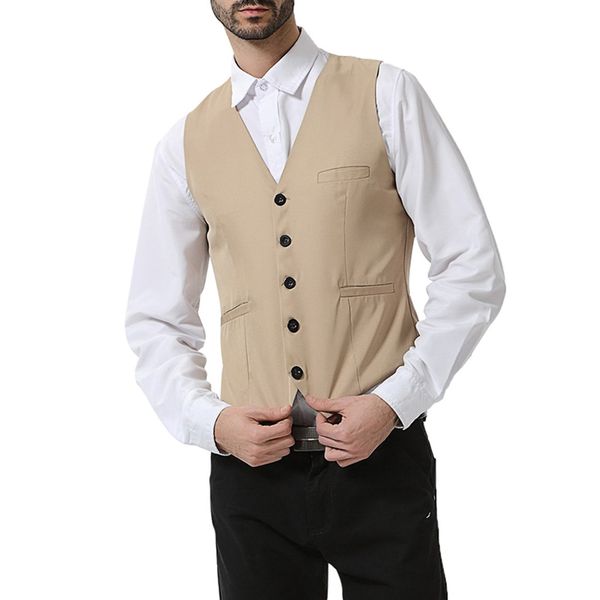 

new arrival business vests for men slim fit suit pure v-neck vest male waistcoat groom' casual sleeveless formal jacket#g3, White;black