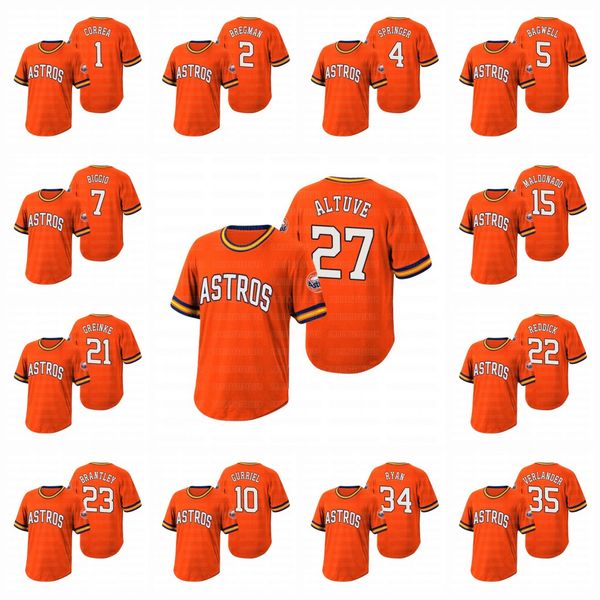 

27 jose altuve collection wild pitch orange jersey alex bregman carlos correa springer jeff bagwell craig biggio verlander, Blue;black