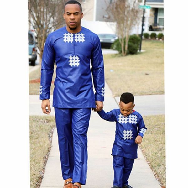 

children parent boy africa men bazin riche dashiki clothing african mens clothes pant 2 pieces suits plus size ph2779, Red