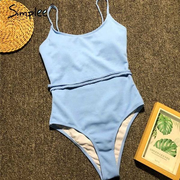 

simplee one piece blue swimsuit female push up swimwear women bathing suit bikini 2019 new monokini string bodysuit new, White;black