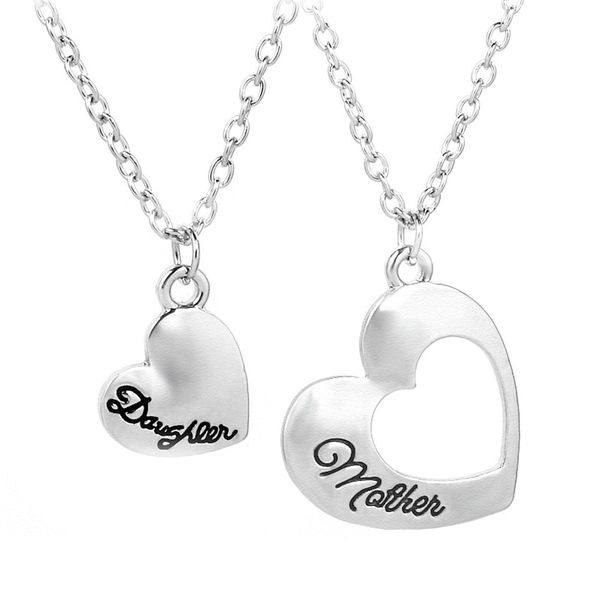 

10sets /lots Mother daughter mother's day hollow love heart pendant necklace mother's day jewelry gift