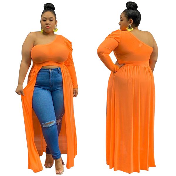 

plus size women dress one shoulder high split lady night club party maxi long dresses irregular vestidos, Black;gray