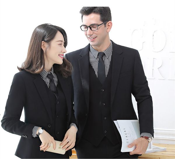 

handsome men and women matching suit (jacket+tie+vest+pants)*2 men suits custom made formal suit for men wedding en tuxedos 01, Black;gray