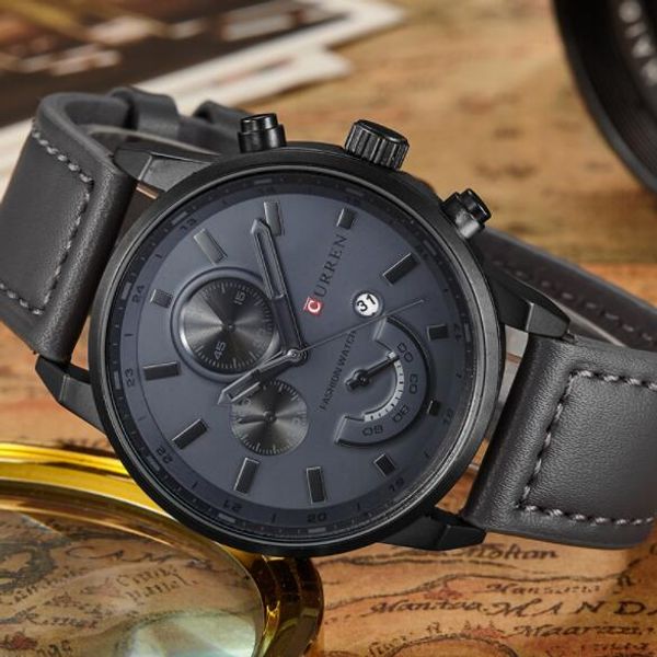 

fashion men watch business quartz man watch men's watches analog grey male wristwatch mens hodinky uhr male clock man, Slivery;brown