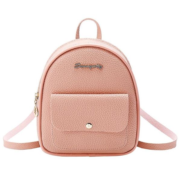 

molave backpack fashion women pure color zipper pu leather shoulders small backpack letter purse mobile phone messenger bag
