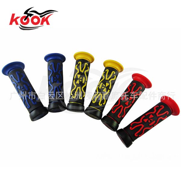 

human skeleton style red blue yellow skull declas motorbike handle bar motocross handle grip motorcycle handlebar moto grips