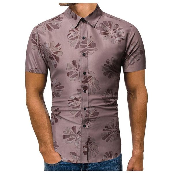 

men's casual shirts spring summer slim printed short sleeve beach blouse wind lapel daily shirt, White;black