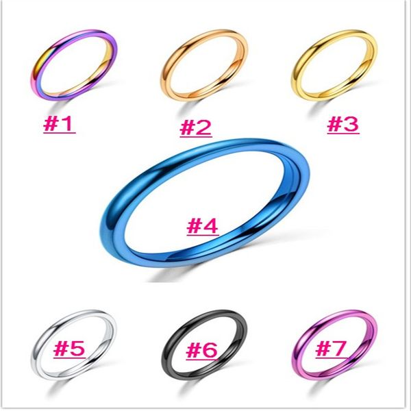 

new simple style stainless steel midi rings for women men fashion tiny 2mm thickness knuckle ring 7 colors, Silver