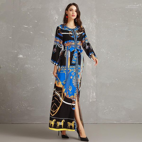 

vogue classical printed dress notre-dame de paris palace style luxury women long dresses spring party formal, Black;gray
