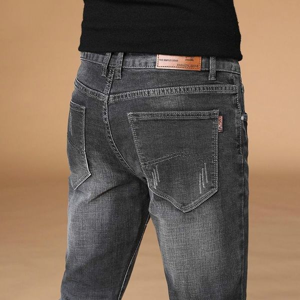 

summer jeans men's thin fashion brand slim straight stretch pants korean version fashion men's, black casual pants, Blue