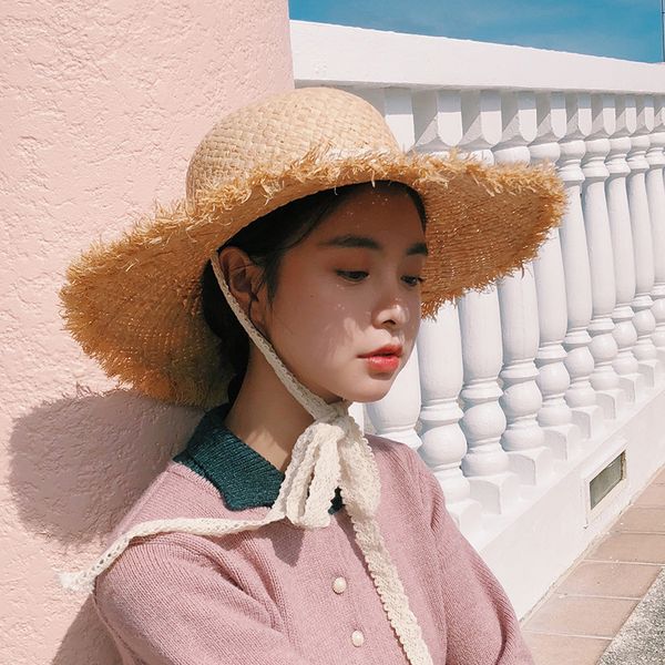 

lafite hat 2019 women summer seaside excursions beach hats fashion floppy female dress casual sun shade straw visor caps h108, Blue;gray