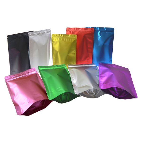 Espessa Matte Cores Calor estanques à prova de cheiros Ziplock Embalagem Sacos Food Grade Stand Up Folha de alumínio zip lock saco Bolsas 50pcs