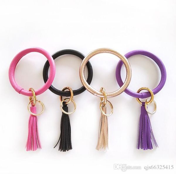 

monogram enamel disc trendy leopard sunflower cactus patterns round bangle tassel keychain bracelet bangle keychain oversized o bracelet ke, Black