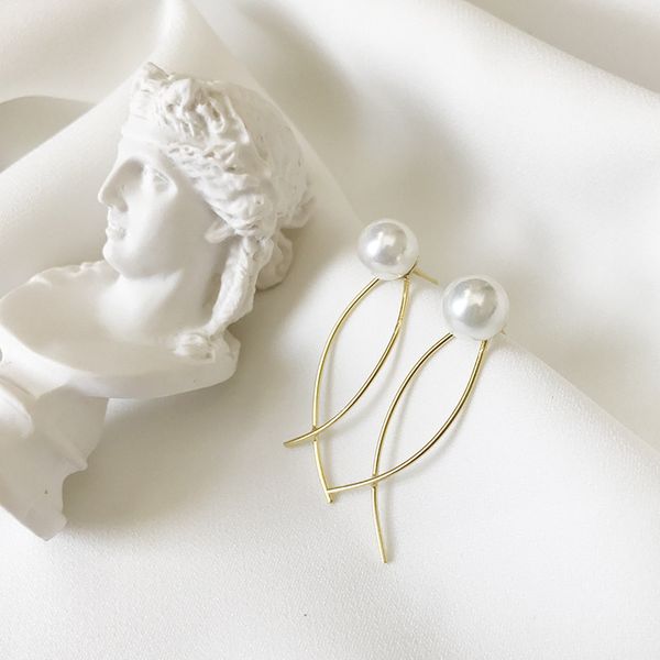 

real 925 sterling silver stud earrings for women statement real 100% 925 sterling silver freshwater pearl earring, Golden;silver