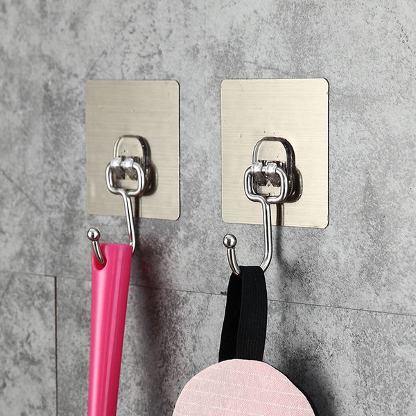 

4 pcs/set stainless steel adhesive mini hooks punch-kitchen bathroom sticky wall hanger holder